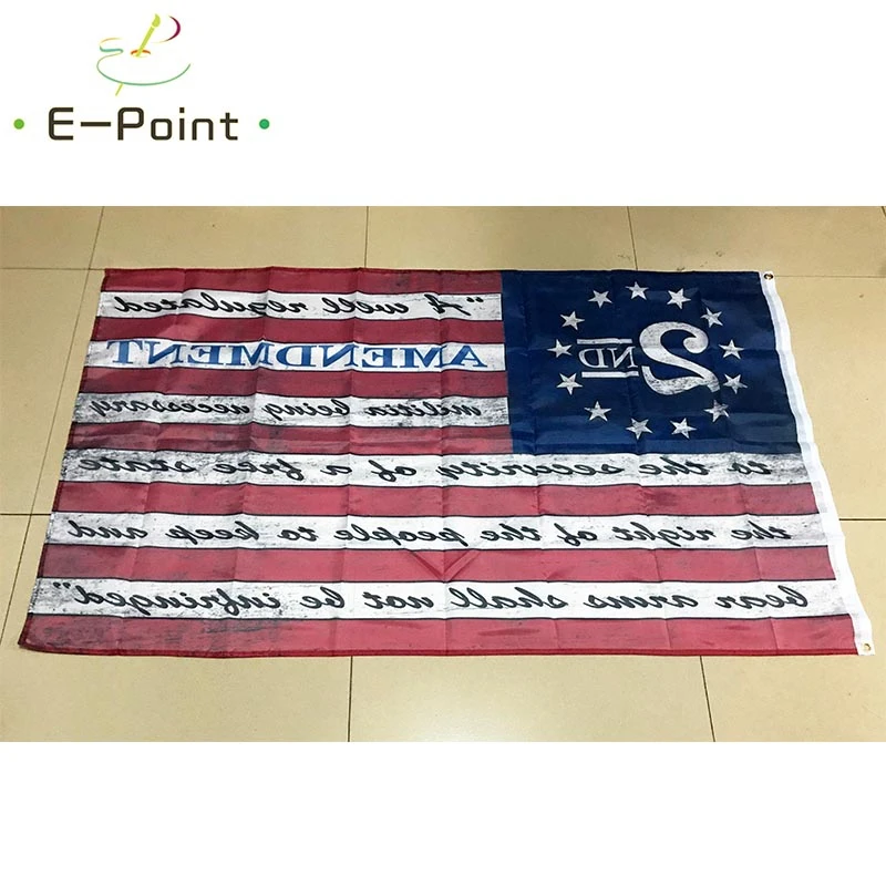 2nd поправка Винтаж Американский 3X5ft фиксаторами на прищепке(90 см* 150 см) Наружный флаг изготовленный на заказ хоккей США Бейсбол Баскетбол в колледже флаги
