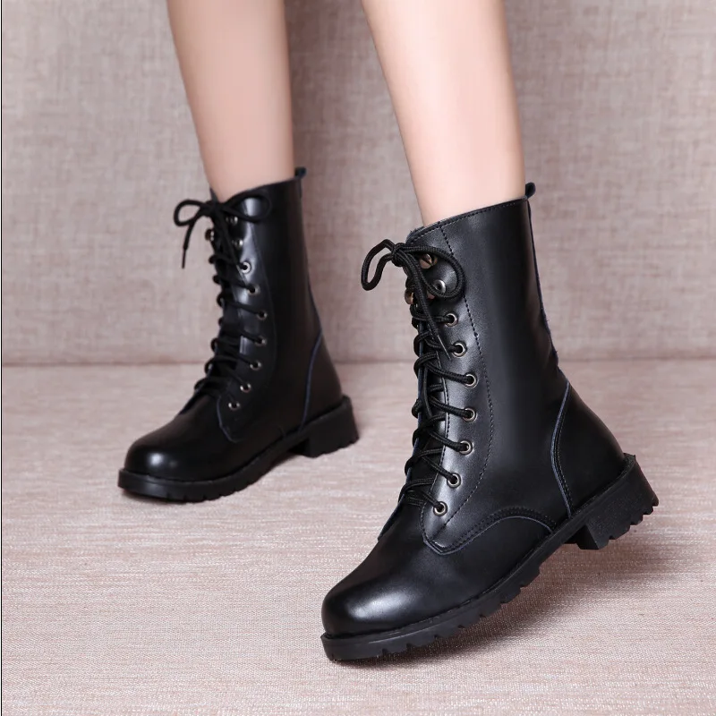 

Autumn & Winter New Style Martin Boots Women's Short 2019 Europe And America Lace-up British-Style Short Boots Chunky Heel Trend