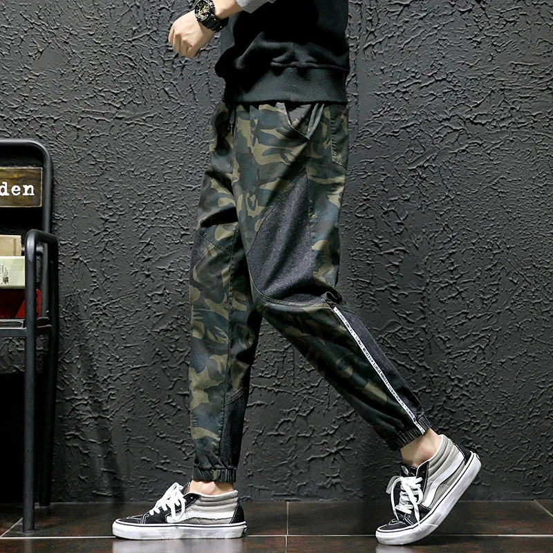 

2020 Spring Main Push Large Size Japanese-style Black Wall Cowboy Patchwork Webbing Casual Pants Hk40 M-5