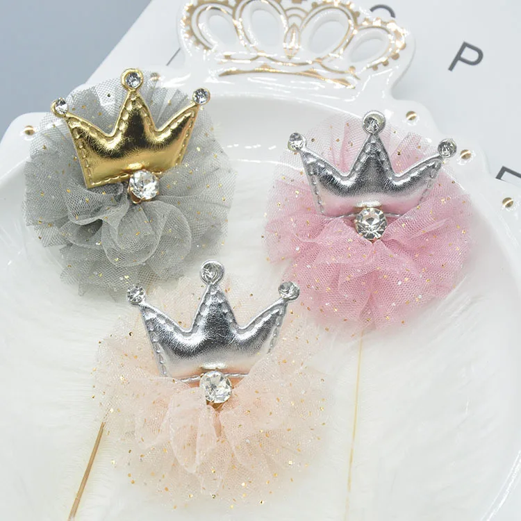 

Girls Crown Barrettes Korean Yarn Princess Hair Accessories Baby High-End Formal Dress Collocation Headdress Children Headband