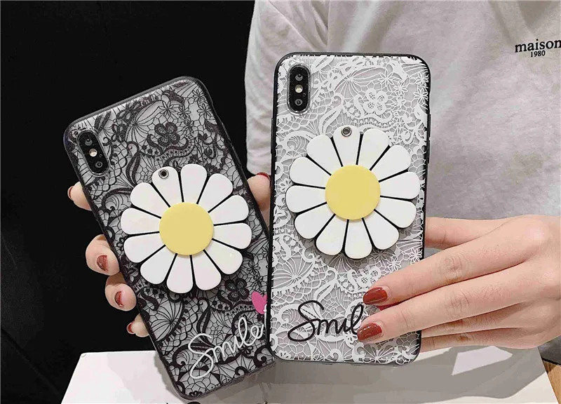 Чехлы для samsung Galaxy S8 S9 Plus, J5, J7 Pro, A3, A5, J530, J730, A320, A520, зеркало для макияжа, форма цветка, рельефный кружевной чехол, Fundas