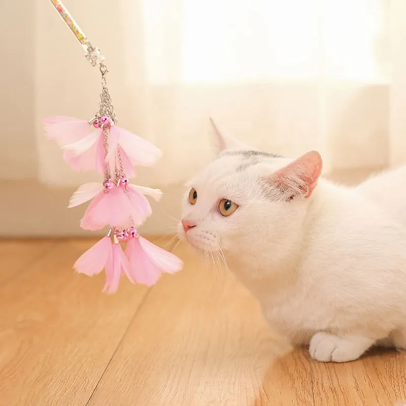 Дразнилка для кошек, волшебная палочка, который поможет избавиться от палочка с 3 слоями, палочки для кошек из страусиных перьев для Кот котенок питомец игрушка
