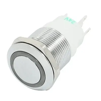 

24V 3A 3/4" Thread SPDT 5-Pin Solder Momentary Push Button Switch w Green Light