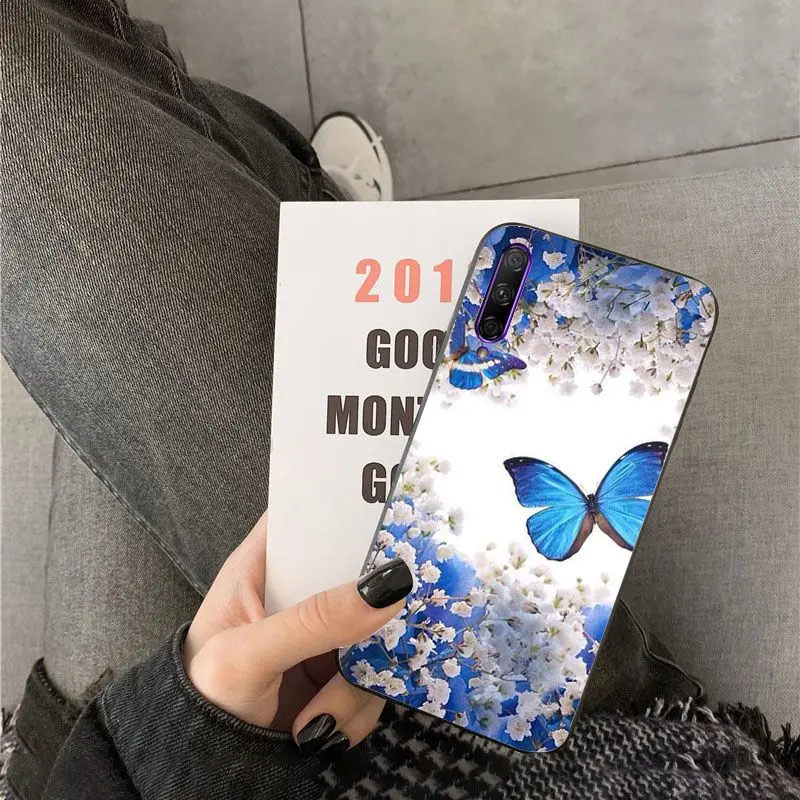 Red butterfly on white roses flower