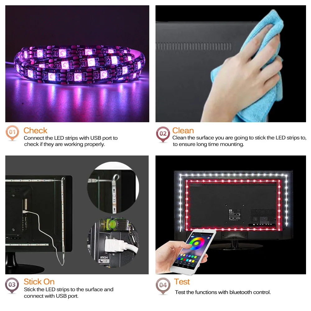  LED Night Light for Kid USB LED Strip RGB Night Lamp bedroom Closet Cabinet Stairs Lights 5V 5050 5 - 32998283704