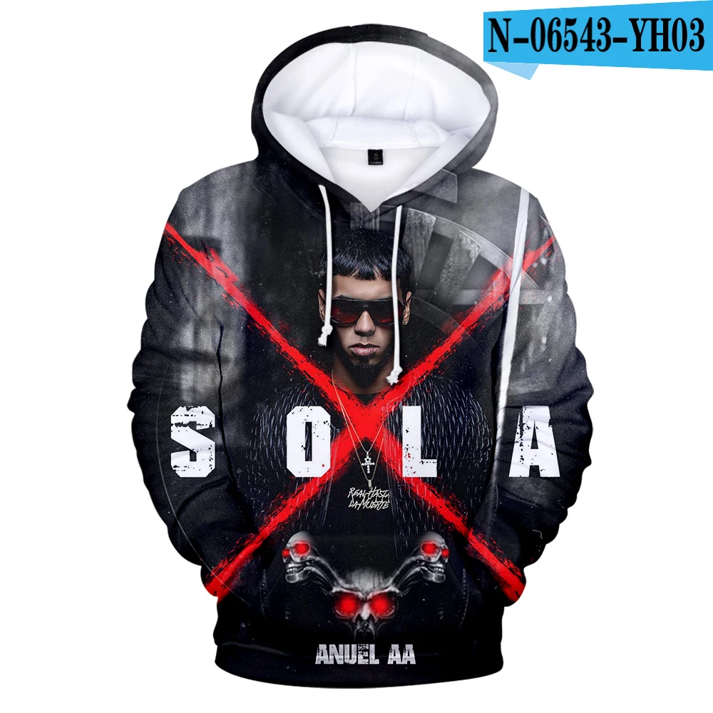 Anuel AA Real Hasta la Muerte, толстовки в стиле хип-хоп для женщин/мужчин/детей, Kawaii, забавная толстовка с капюшоном, свитер, унисекс, спортивный костюм, Черная пятница - Цвет: 3D