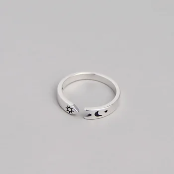 

simple 100% Authentic 925 Sterling Silver Fine Jewelry Moon &Star heart BAND Ring TLJ930