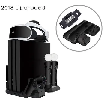 

PSVR PS4 Pro Slim Charging Display Stand Showcase for PS4 VR Playstation 4 Vertical Stand, Fan, Cooler, Controller Charger HUB
