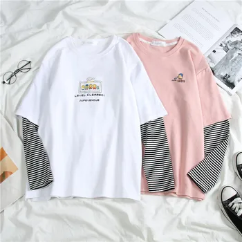 

Korean T-Shirt Women Harajuku Long Sleeve Oversized Tops 2020 Ulzzang Printed Basic T-Shirts Casual Loose T Shirt Camiseta Mujer