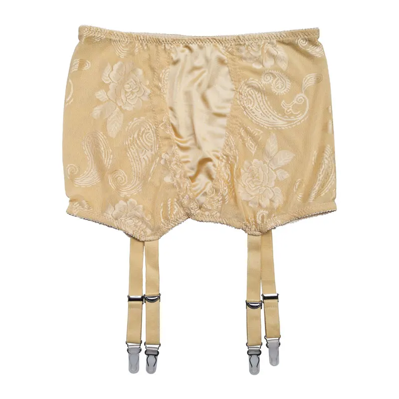 Golden Vintage Floral Harness High Waist Garter Belt Stockings Sexy  Suspenders