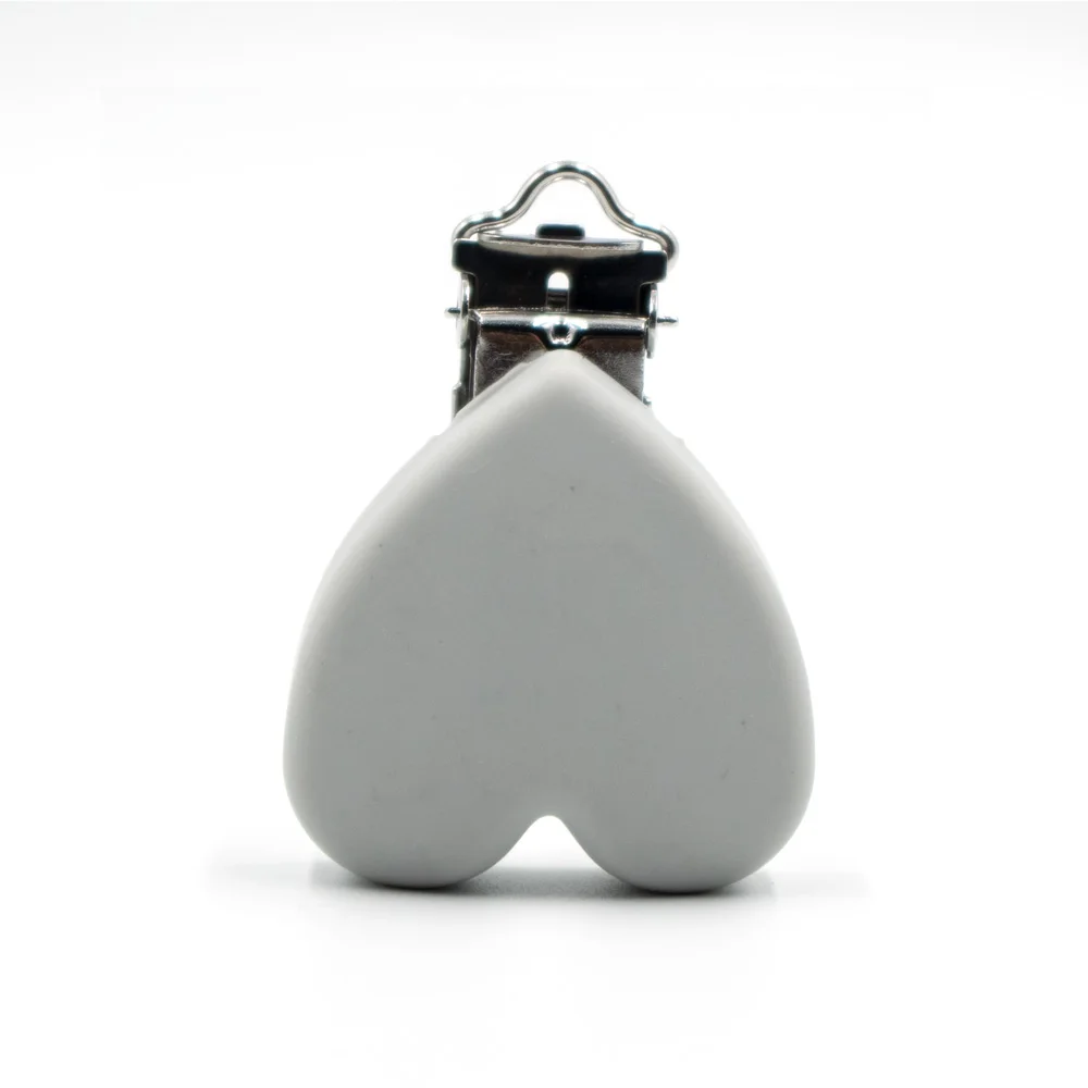 Light Gray GYLAXIDO 3 шт. перле Силиконовые Зубные сердце форменные зажимы BPA бесплатно DIY Детские пустышки хлопки кормящих Teethiing игрушки соска зажимы - Цвет: Light Gray
