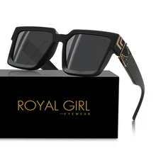 Новые квадратные модные солнцезащитные очки ROYAL GIRL, брендовые дизайнерские солнцезащитные очки унисекс с пластиковой металлической оправой ss359