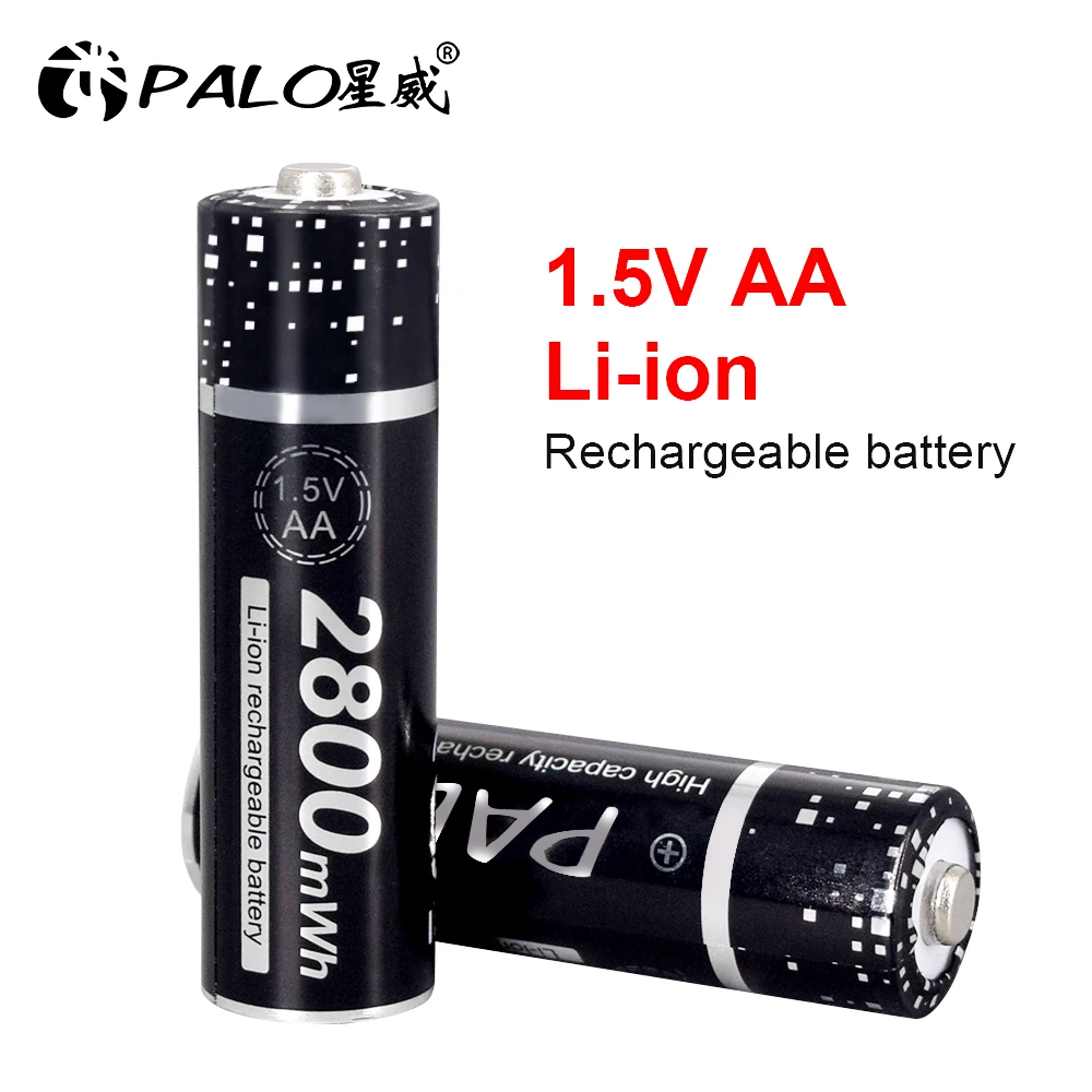 PALO 1.5V AA Battery Rechargeable 2800mWh 1.5V AA Li-ion lithium Battery aa batteries for Remote Control flashlight with Charger