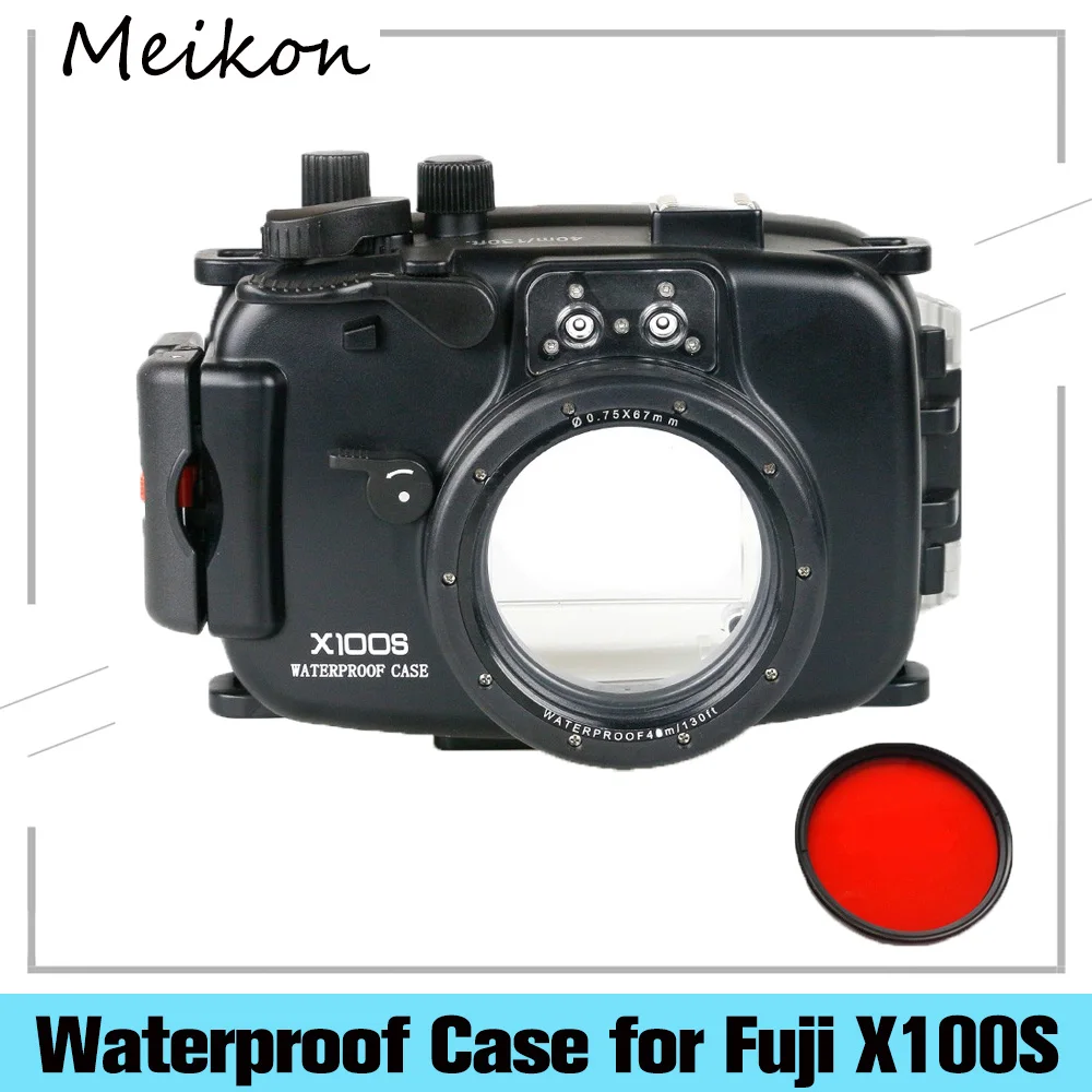 Чехол для подводной водонепроницаемой камеры Meikon Fuji X100S Fujifilm с красным фильтром 67