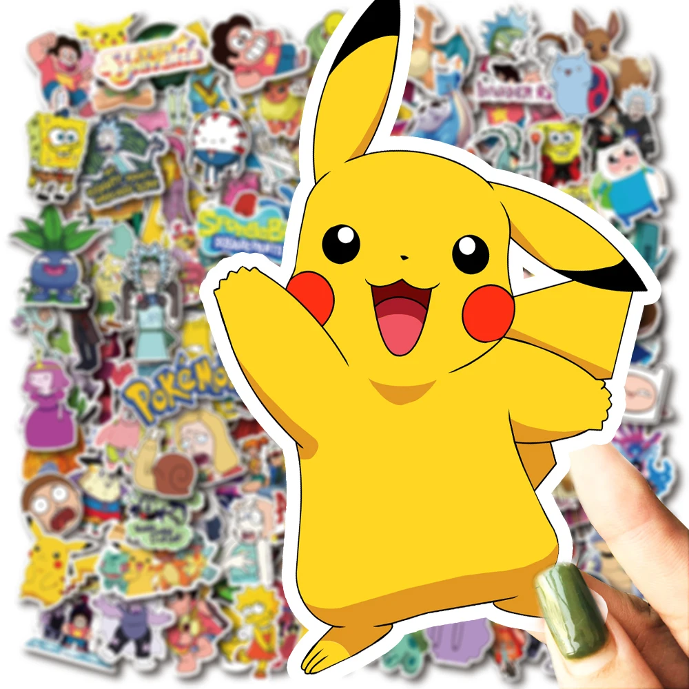 300 PCS Large Pack America Europe Animation and Pokemon Pikachu Cartoon Waterproof PVC Stickers for Laptop Helmet Bicycle Bottle