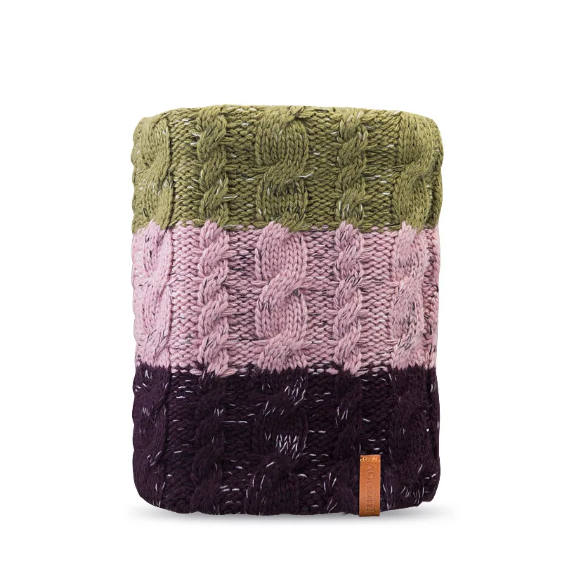 Pink Scarf Aonijie Wool Knitted Hat Scarf Thick Winter Warm Cap Adult Kids Outdoor Camping Hiking Skiing M28 M29 - Цвет: Pink Scarf