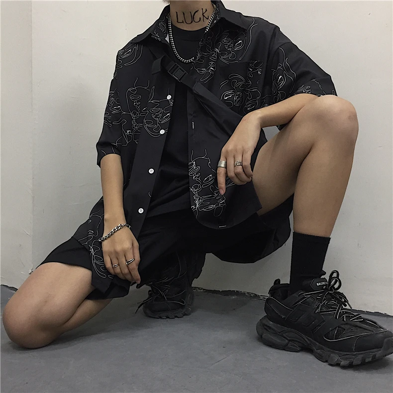 Летняя новая корейская мода ulzzang, линия лица, простая футболка с коротким рукавом, Женская шикарная японская Повседневная футболка Harajuku для женщин