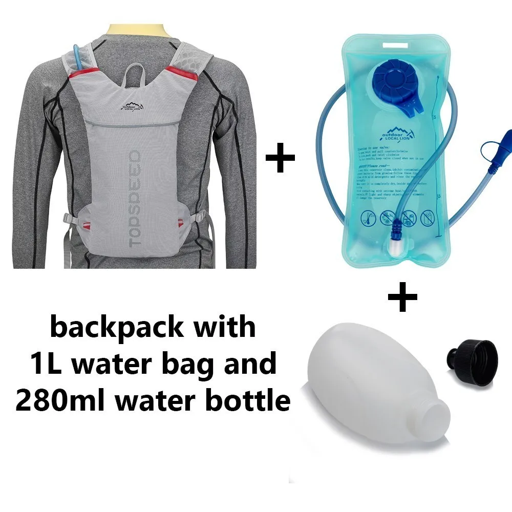 5L мужской/женский рюкзак для велоспорта, гидратационная дорожка, жилет для бега, водонепроницаемый рюкзак для активного отдыха, спортивная гидрация, сумка для бега - Цвет: Gray With Water Bag