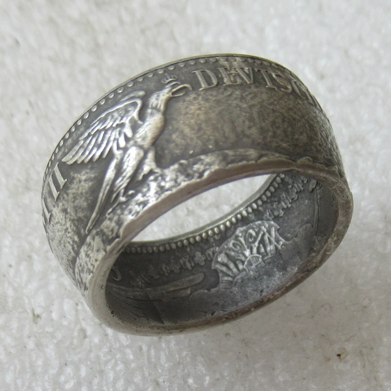 Кольцо для монет ручной работы кольца винтажные ручной работы из немецких монет 1913 посеребренные американские размеры 9-16