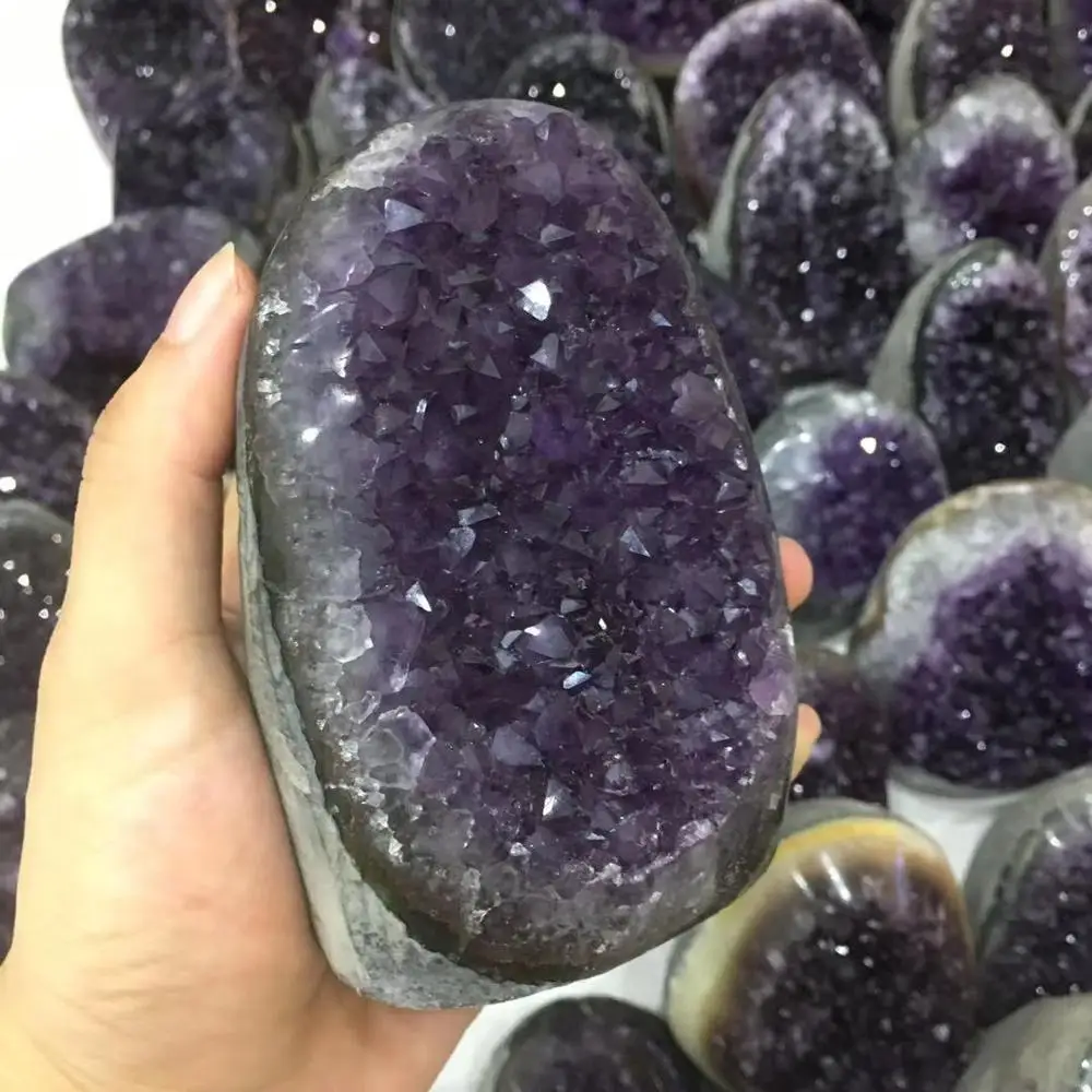 Природный уретвайский Аметист Geode друзы Кластерные минералы с лечебным
