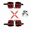 Fetish Bondage Kit of Plush Leather Handcuffs Ankle Cuffs Strap Rope with Cross Buckle Tied Belt for Men Women Bdsm Sex Toys 1