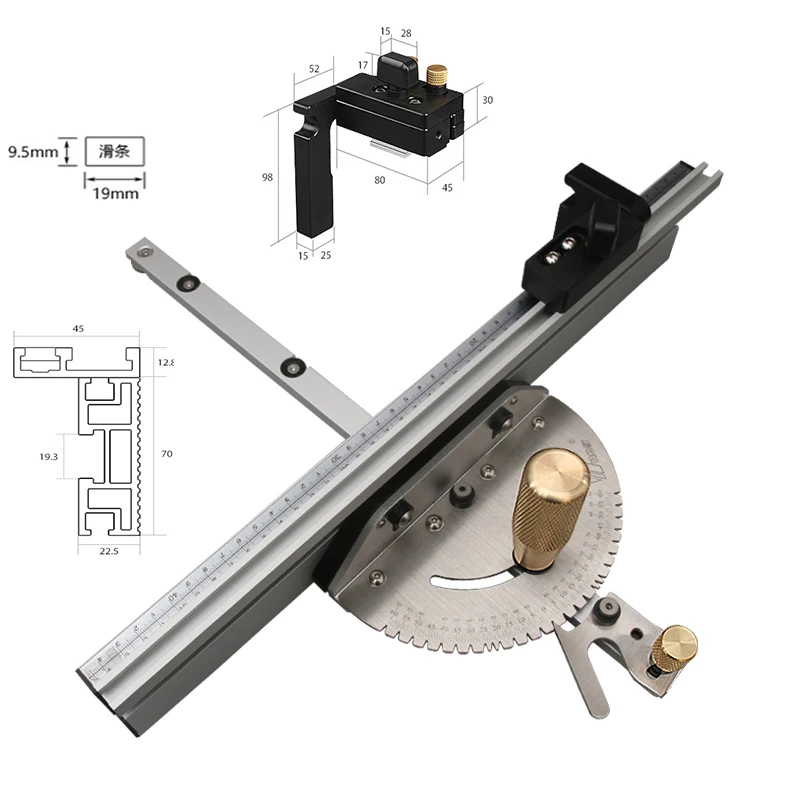 Miter Gauge Aluminum Profile Fence With Track Stop Table Saw Router Assembly Ruler For Woodworking Tools DIY | Инструменты