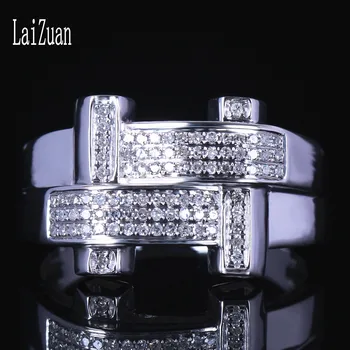 

Laizuan 925 Sterling Silver 0.42CT Certified H/SI Round cut 100% Genuine Natural Diamonds Wedding Men Classic Fine Jewelry Ring