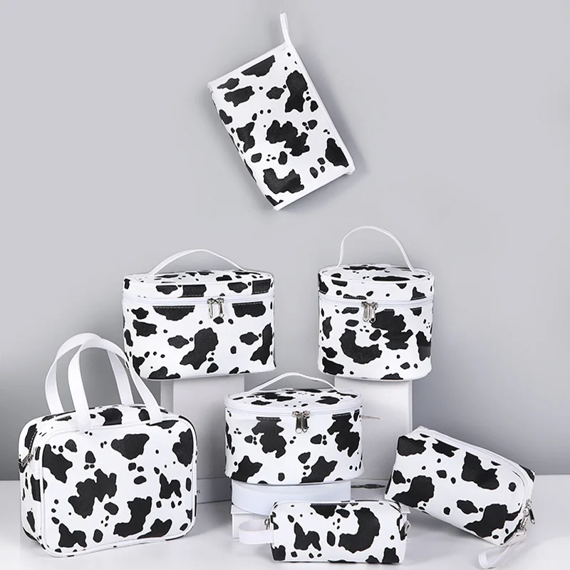 

Cow Pattern Storage Bag Ins Woman Bag Portable Cosmetic Bag Travel Out Handbag Cosmetic Storage Bag Home Supplies Waterproof Bag