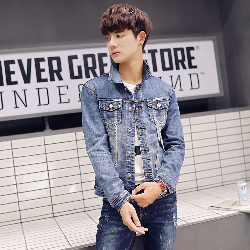 

2018 New Style Autumn Men Light Blue Denim Suit Men's Trend Korean-style Two-Piece Set Youth Handsome a Set