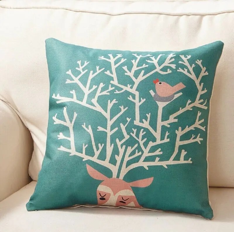 Art Animal Decorative 40*40cm Cushion Cover Linen Throw Pillow Car Home Decoration Decorative Pillowcase