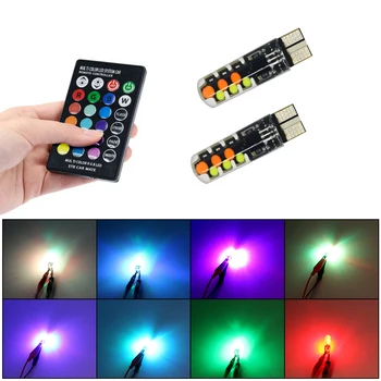 

1 set *Super Bright Remote Controller Strobe lights 12SMD RGB LED T10 W5W 194 168 Car Wedge Side Light Multicolor LEDs Demo Lamp