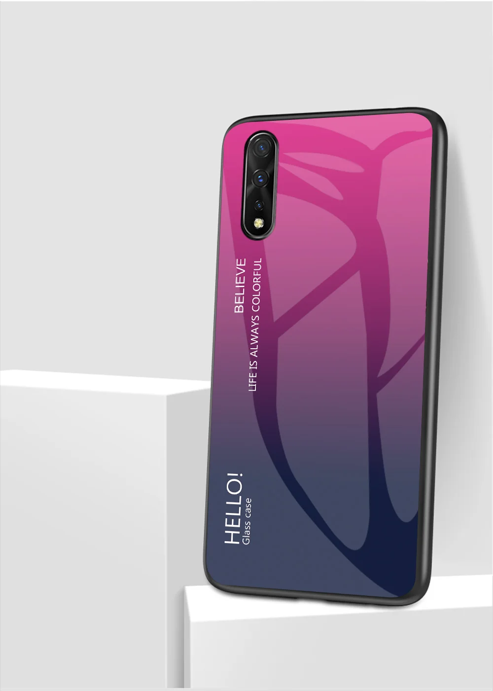 Мода Градиент Стекло телефон крышка для Vivo IQOO Neo силиконовый полный защитный бампер чехол для Vivo Y7S Z5 S1 Z1X V17 Neo чехол