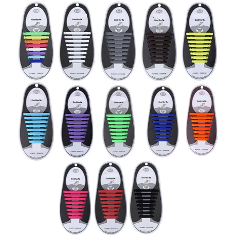 16Pcs/Set Elastic Silicone Shoelaces Athletic Running No Tie Shoelace Sneakers Fit Strap Shoes lace For Men Women shoelaces