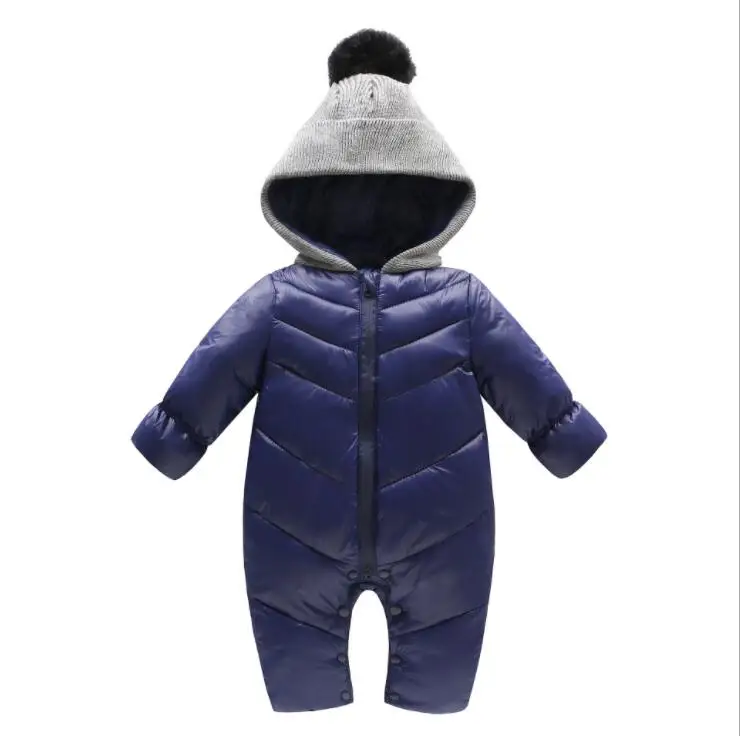 Dark blue Зимний комбинезон, детская одежда, зимняя одежда, теплая верхняя одежда с хлопковой подкладкой, комбинезон, детский зимний комбинезон, парки для новорожденных - Цвет: Dark blue