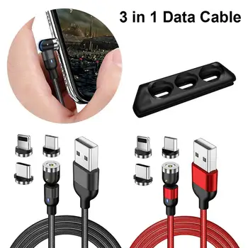 

High Quality 360 And 180 Degree Rotation L-shape 3A Fast Charging Magnetic Cable Charger For Micro USB Type C IOS Data Cable