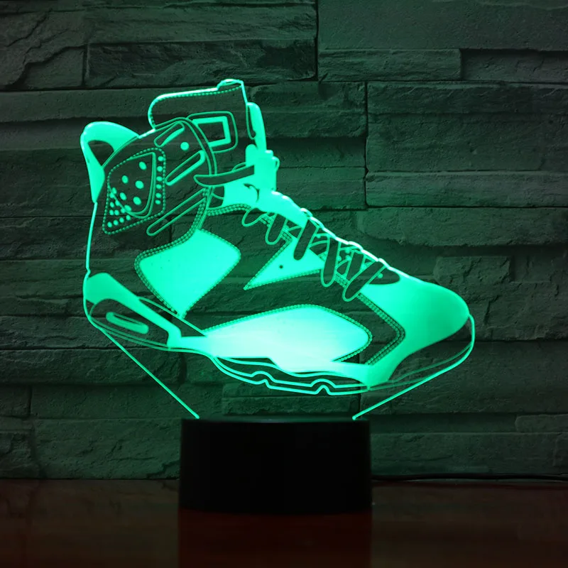 Тапки Jordan AJ 6 мальчик ночной Светильник Led Изменение цвета Баскетбол Michale Jordan Спальня Декор лампа ребенок подарок настольная лампа 3D