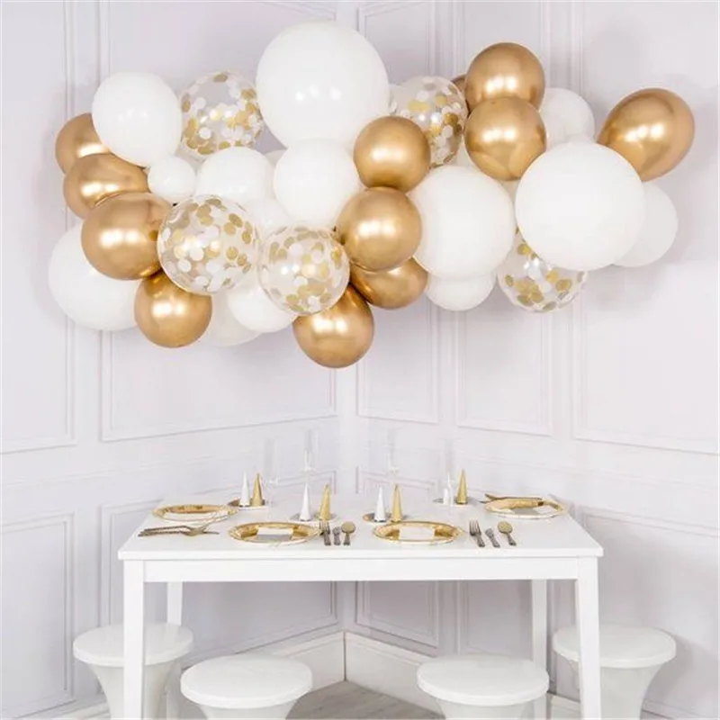 30pcs Mixed White Chrome Gold Confetti Balloons Birthday Party Decoration Kids Adult Air Ball Graduation Party Globos Balloons - Цвет: Set 3