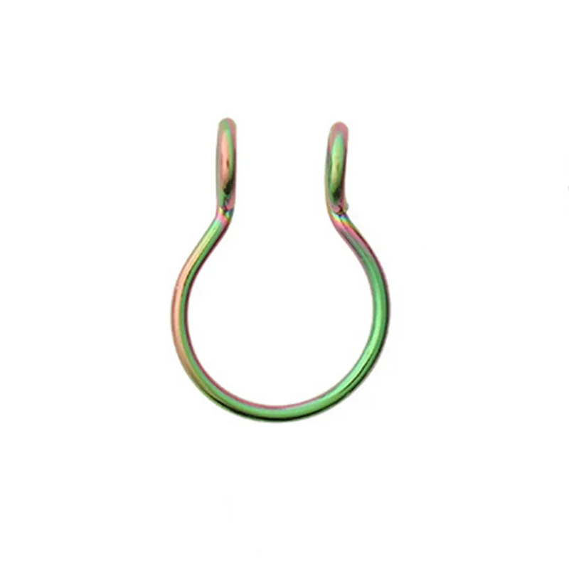 rainbow Abaicer Новое 1 шт поддельное кольцо для носа и уха зажим для носа поддельная перегородка Пирсинг нос кольцо обруч губы кольца серьги - Окраска металла: rainbow