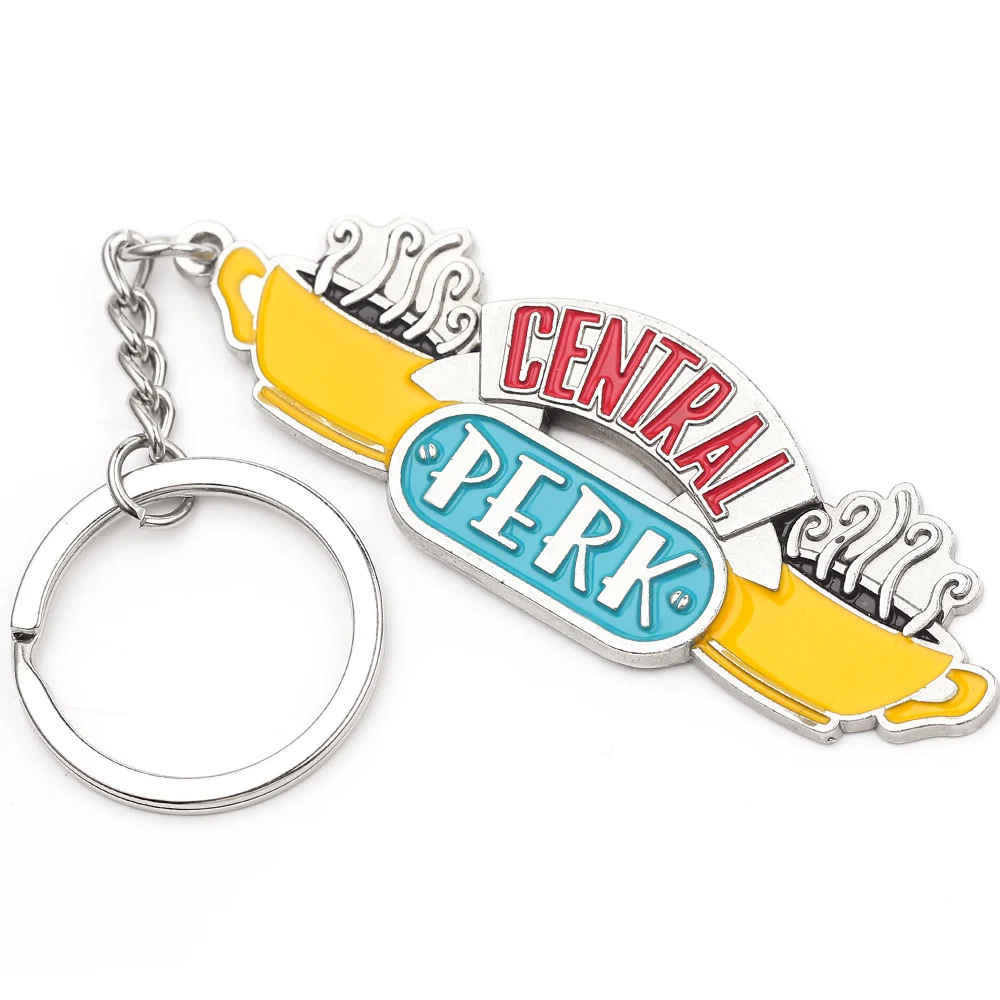 TV Series Friends Keychain Central Perk Coffee Time Metal pendant Key chain car keyring Christmas Gifts for Friends keys holder