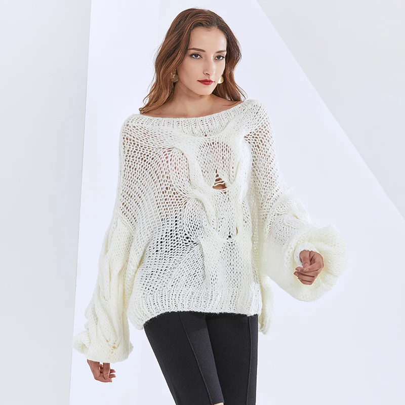TWOTWINSTYLE Lantern Long Sleeve Woemn's Knitted