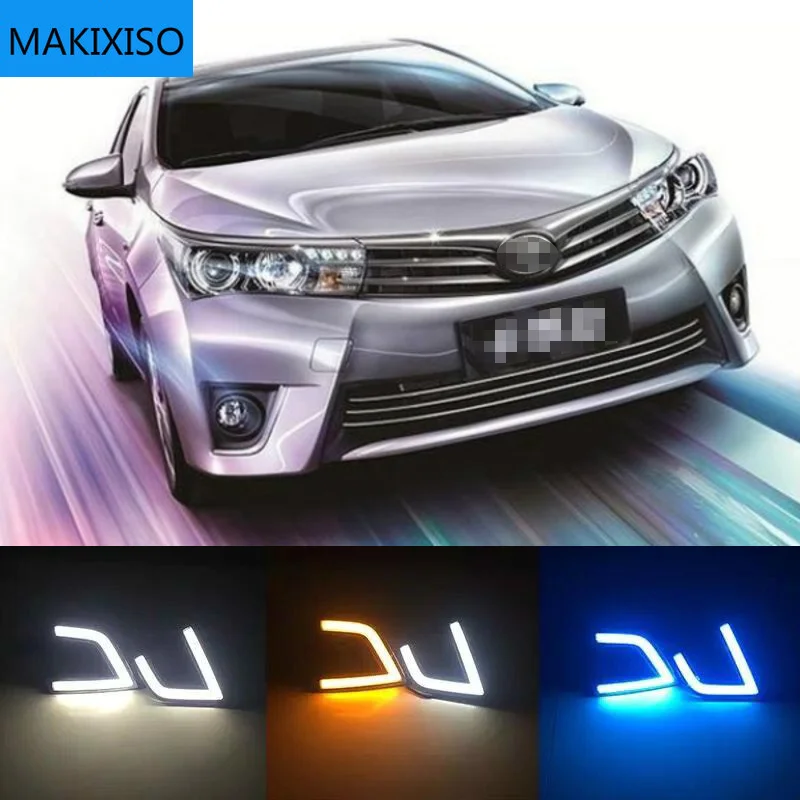 

Светодиодные дневные ходовые огни для Toyota Corolla 2014, 2015, 2016, автомобильные аксессуары, водонепроницаемые, ABS, 12 В, DRL, противотуманные фары, украшение