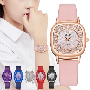 

High-end Concise Diverse Fashion Color Bracelet for Women's Sleek Minimalist Geometric Square Gradient Matte Ladies Quartz Watch