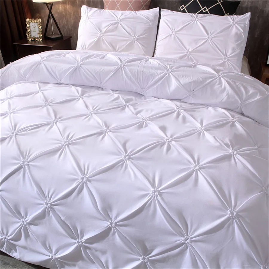 Luxury Bedding Set Pinch Pleat Comforter Bed Sets Home Textile Bed Linen High Quality Bedspreads black White King Duvet Cover