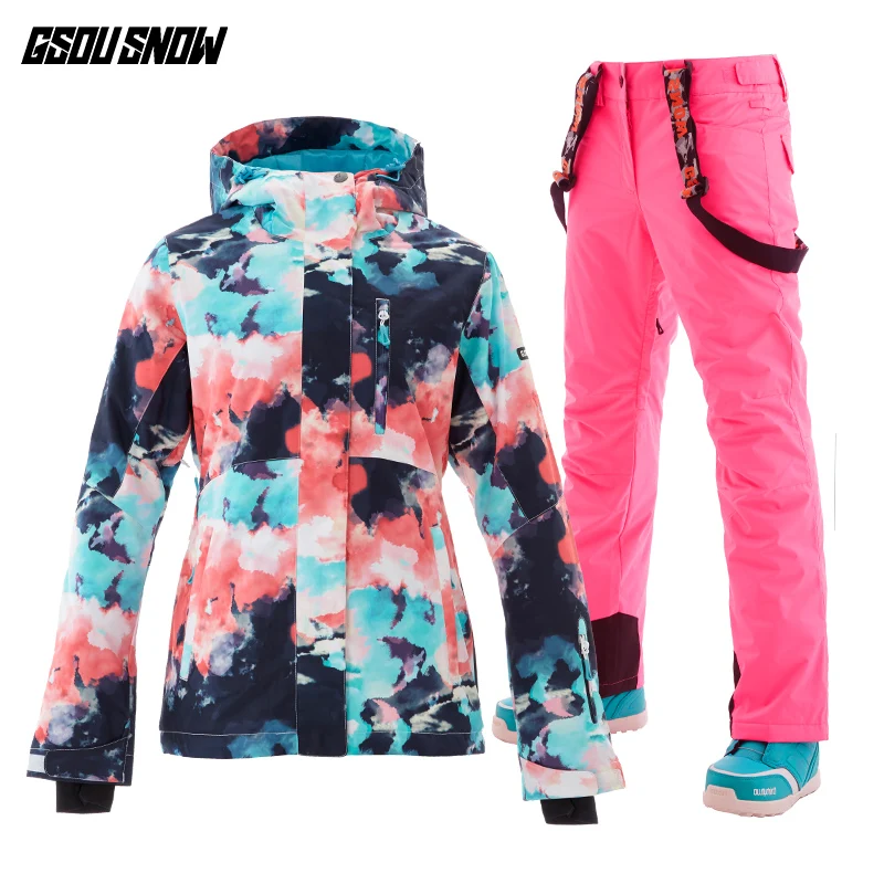 

GSOU SNOW Snowboard Suit Women Skiing Jacket Pants Winter Waterproof Windproof Breathable Ski Suit Outdoor Sport Clothing Coat