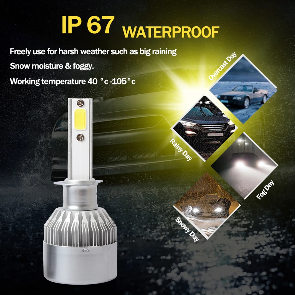 1 пара H1/H3/H7/H11/9005/9006 светодиодный фары автомобиля лампы ближнего света лампы для фар 36 Вт 8000 к высокой мощности ходовые лампочки