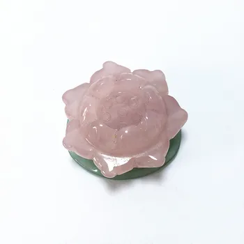 

Natural Rose Quartz Lotus Flower Aventurine Base Green Lotus Leaf Home Ornament Healing Reiki Healing Gift