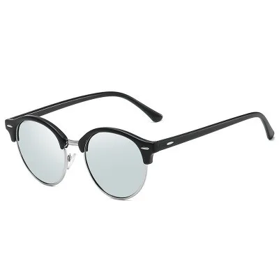 ZHIYI, унисекс, Ретро стиль, круглые солнцезащитные очки для мужчин и женщин, брендовые, поляризационные, модные очки, HD Oculos de sol, очки для вождения автомобиля, UV400 - Название цвета: White film