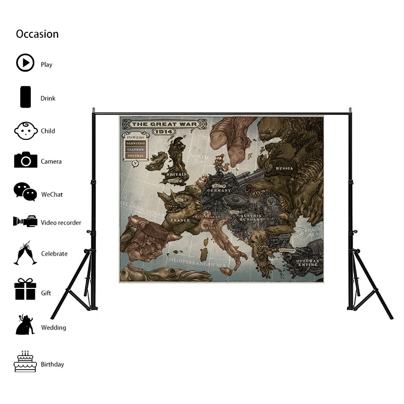Map of Europe 1914 Foldable The Great War Map Poster No-fading Wall Decorative Sticker for Office Home School Suoplies 150x100cm