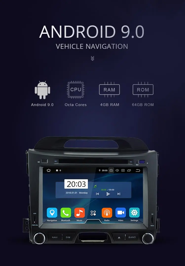 Cheap JDASTON Android 9.0 Car Multimedia Player For Kia Sportage 2010 2011 2012 2013 2014 2015 Octa Core 4G+64G Radio GPS Audio Stereo 0