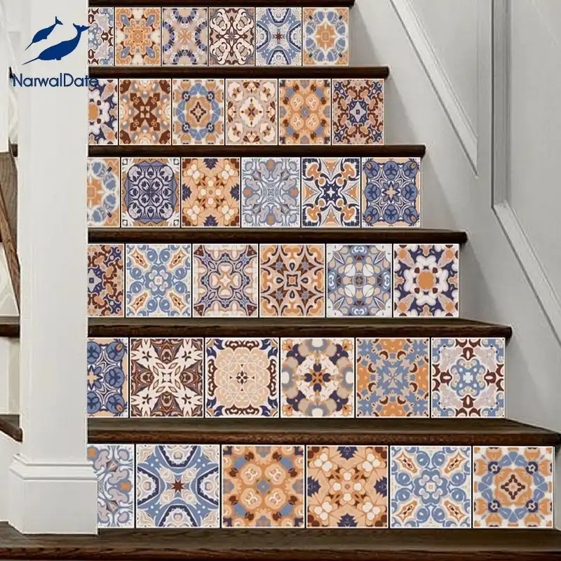 6pcs 3D Brick Stair Sticker Staircase Riser Decal Self Adhesive PVC Wall Decal